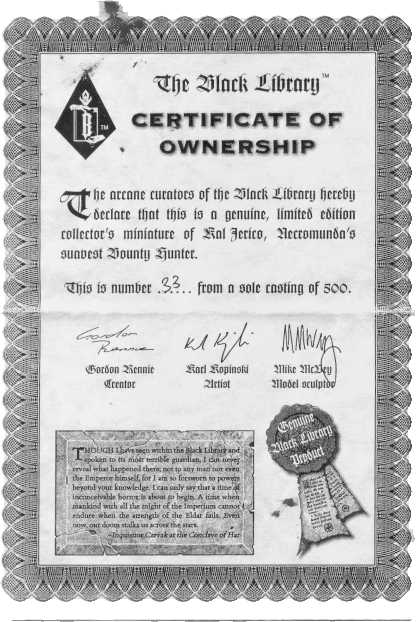 Kal Jerico - certificate