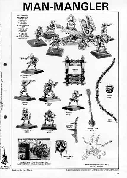 MD5 Man-Mangler Orc Mangonel parts - 1991 Catalogue
